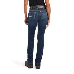 X Ariat Women's Rebar Perfect Rise Riveter Straight Jean (10041068) 7 X Ariat Women's Rebar Perfect Rise Riveter Straight Jean (10041068) -go fishing 10041068 back