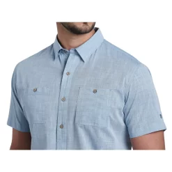 Kuhl Men's Karib Stripe Short Sleeve Shirt -go fishing 7460 karib stripe horizon blue detail 1 pdp photo