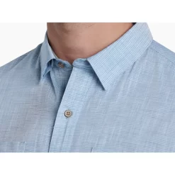 Kuhl Men's Karib Stripe Short Sleeve Shirt -go fishing 7460 karib stripe horizon blue detail 2 pdp photo