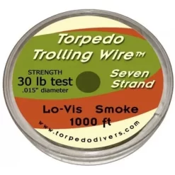 Torpedo Trolling Wire 7-Strand 1000 Ft Smoke