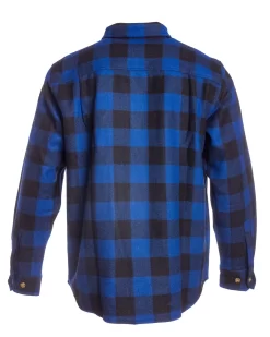 Woolly Dry Goods Men's Woolly Check Washable Wool Shirt -go fishing WS03 Side WoollyWoolShirt BlueBlack